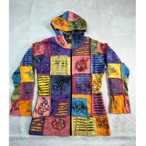 Rising International Womens M Hoodie Jacket‎ Patchwork Zip Front